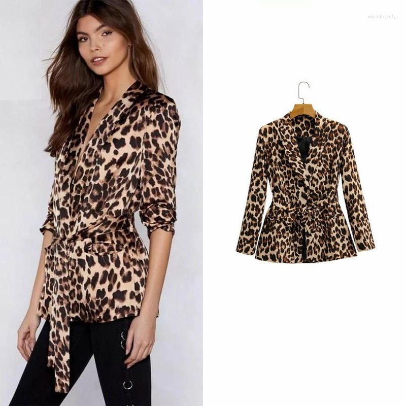 

Women' Suits Leopard Print Blazer Suit With Sashes Women Sexy Fashion Slim Office Single Breasted Casual Commute Elegant Spring Coats, Brown leopard