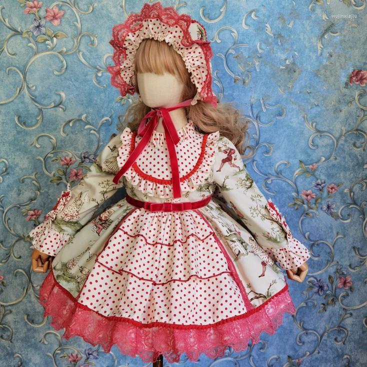 

Girl Dresses Baby Autumn Winter Spanish Dress Vintage Court Style Stitiching Birthday Party Ball Gown, Multi