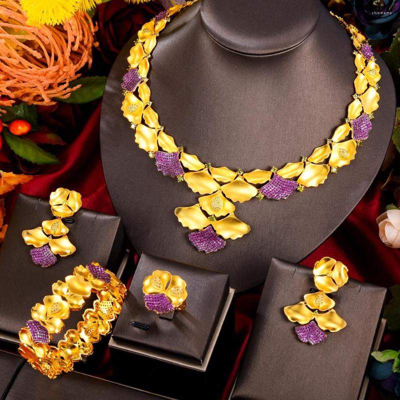 

Necklace Earrings Set Missvikki Luxury Gorgeous Ginkgo Leaf 4PCS Bracelet Ring For Women Wedding Party Bridal, Picture shown