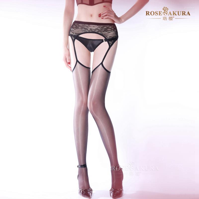 

Women Socks Aurora Suspenders One-piece Mesh Lace Sexy Stockings Thigh Thin Nylon Smooth Tights Garters Transparent Medias 8325, Black