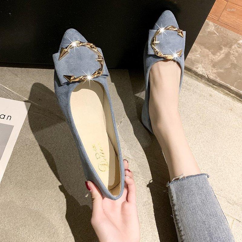 

Dress Shoes Pointed Toe Mary Jane For Women Elegant Woman Shoe 2023 Designer Luxury Autumn Suede Metal Decoration, Beige