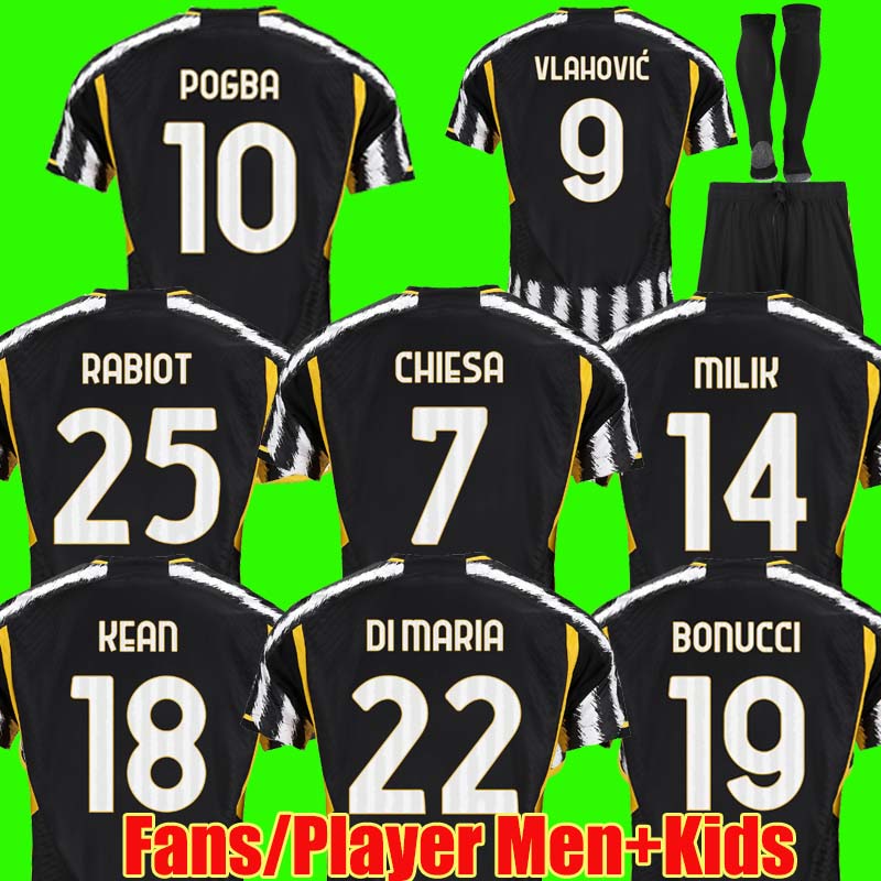 

2023/24 soccer jersey fans player POGBA VLAHOVIC CHIESA DI MARIA LOCATELLI MORATA KEAN football shirt men kids kit uniforms, 22 23 home kids