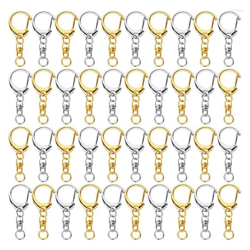 

Keychains 100 Piece D Hook Keychain Hardware With Jump Rings Metal Split Key Ring Clips Chain For Craft Charm Making DIY