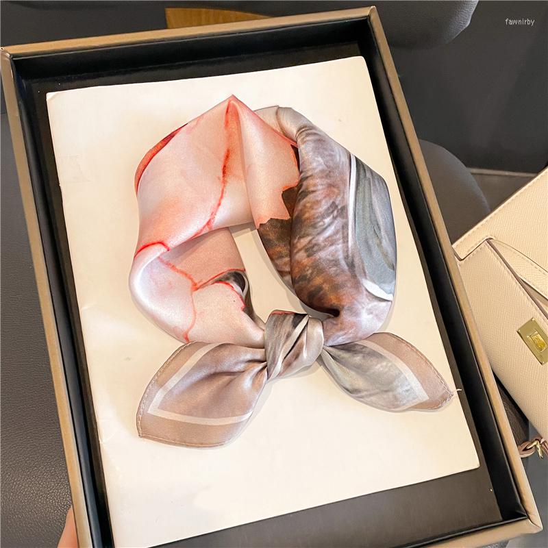 

Scarves Real Silk Neck Tie For Women Hair Scarf Luxury Small Soft Square Kerchief Hand Wrist Foulard Summer Bandana Echarpe