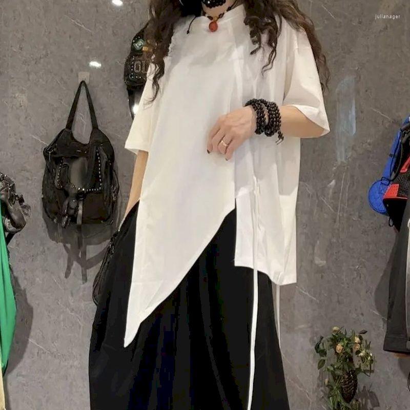

Women's T Shirts Women's Shirt Fashion Irregular Design Short Sleeve T-shirt Korean Style Loose Solid Tops Summer Trend Thin Tshirt Y2k, White