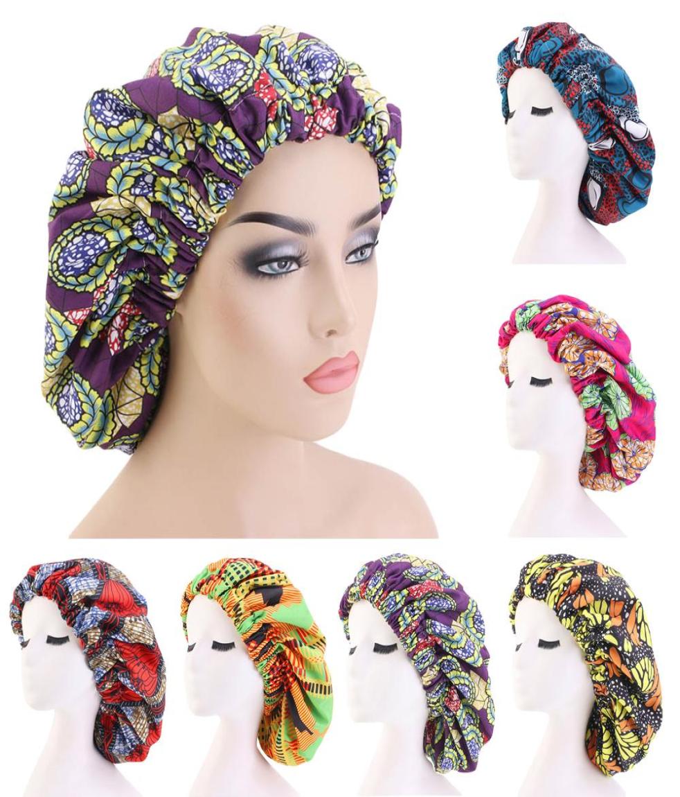 

Women039s Floral Printed Night Sleep Cap Hair Care Bonnet Hat Head Cover Turban Wide Band Satin Lining Beanies Skullies Hair Lo5817445, Red