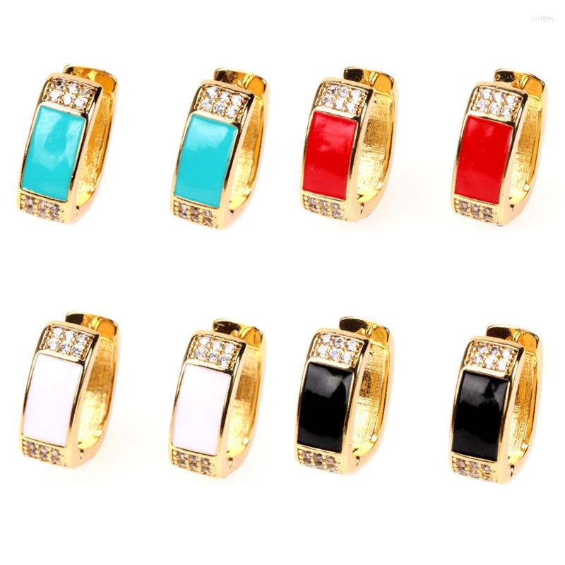 

Hoop Earrings EYIKA Fashion Zircon Gold Color Chunky Square Small Neon Blue Red Enamel Circle Earring Women Statement Jewelry