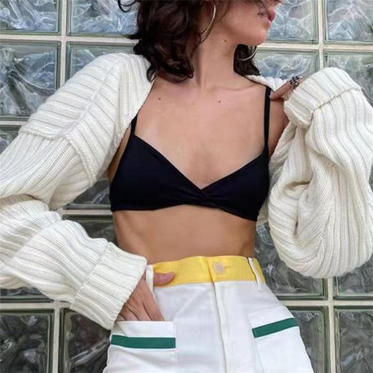 

Women's Knits Women's Knitted Ultra Short Sweater Cardigan Solid Color Long Sleeve Loose Crop Top Knitwear Jacket Coat E-Girls, Black