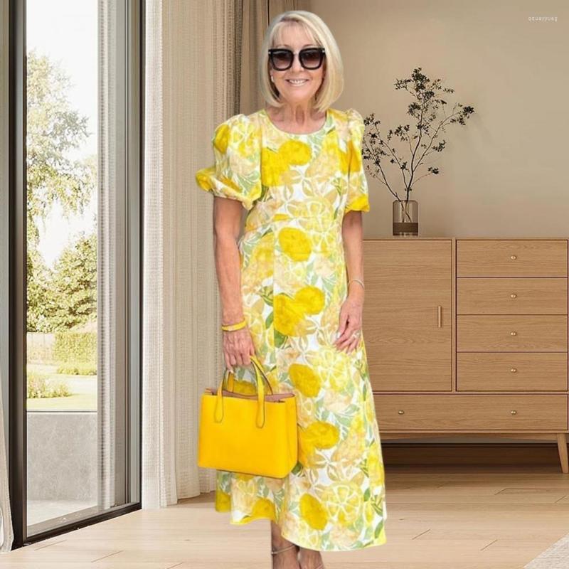 

Party Dresses Ladies Dress Flower Pattern Retro Prom Ball Summer, Lemon yellow