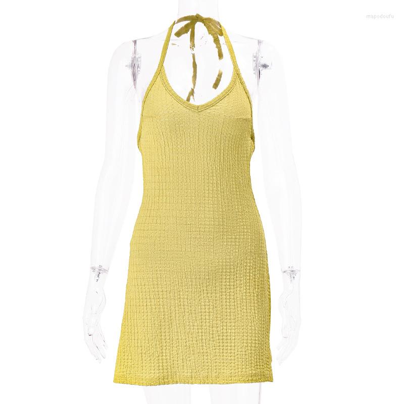 

Casual Dresses Korean Sexy Bandage Dress For Women Sundress Deep V-neck Backless Commute Party Clubwear A-Line Mini Green Vestidos Club