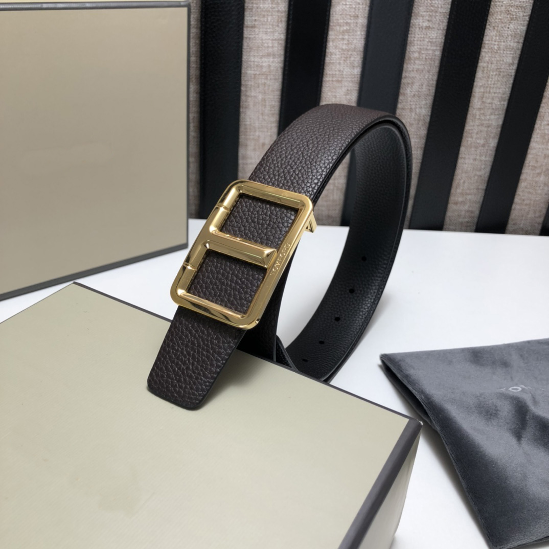 

Luxury Designer Tom Belt New Men Clothing Accessories Belts Big Buckle Fashion Womens High Quality 3A+ Genuine Leather Waistbands With Box And Dustbags, Gold buckle