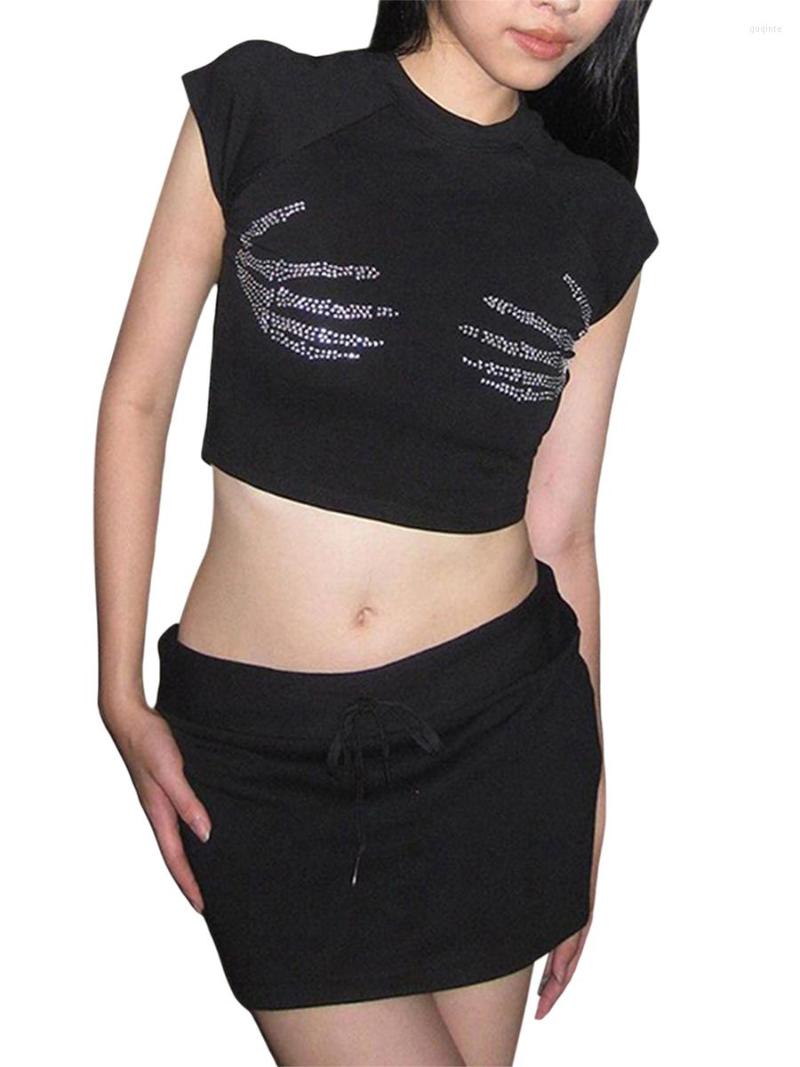 

Women's Tanks Women Graphic Y2k Shirt Crop Tops Letter Print T-Shirts 2000s E-Girls Baby Tees Grunge Clothes Summer Streetwear, D white