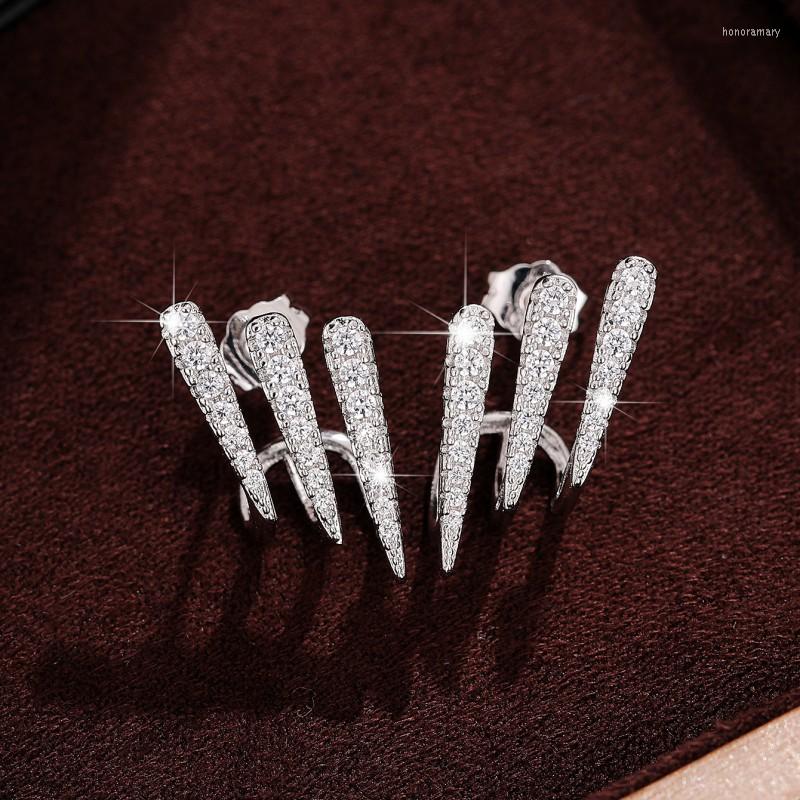 

Stud Earrings Huitan Chic Women's Silver Color Exquisite Cubic Zirconia Fashion Versatile Daily Wear Jewelry Drop Ship