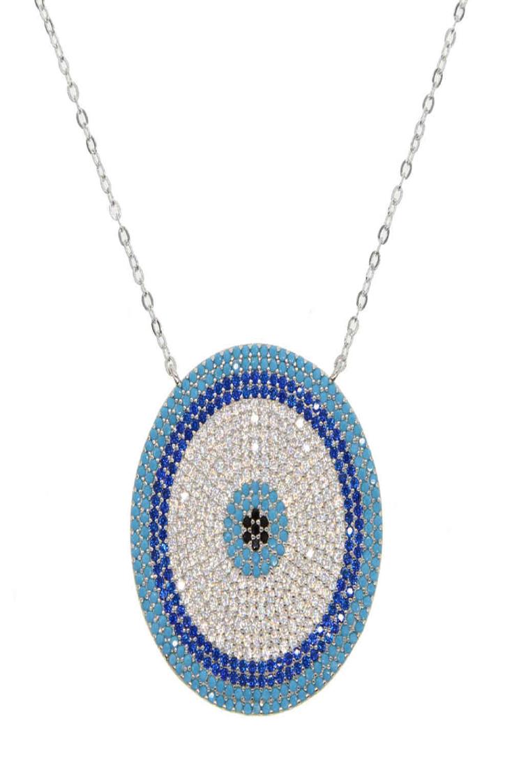 

eye geometric high big necklace round quality evil micro pave nano turquoise trendy gorgegous jewelry WW6X3482355