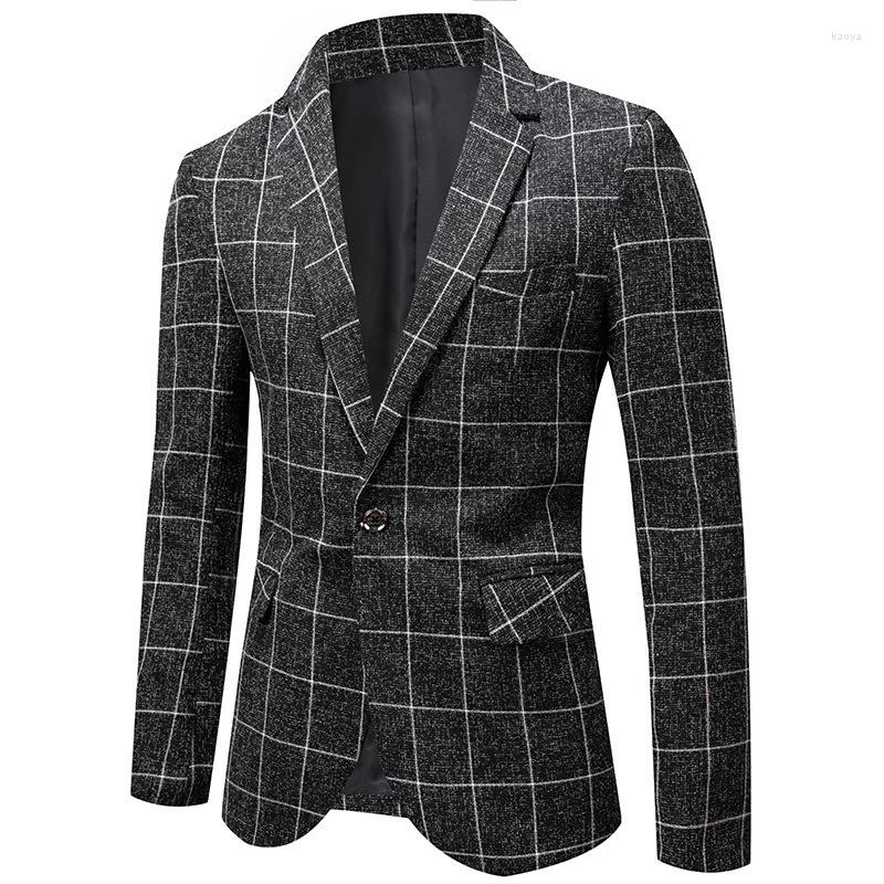 

Men's Suits Cross Border Source Wholesale 2023 Autumn Small Suit Jacket Fashion Plaid Men's Top, 1822 navy blue