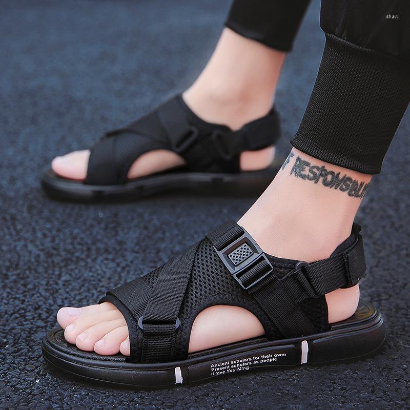 

Sandals Men Cross Tied Beach Shoes Thick Sole Leisure Sandal Summer Buckle Moccasin