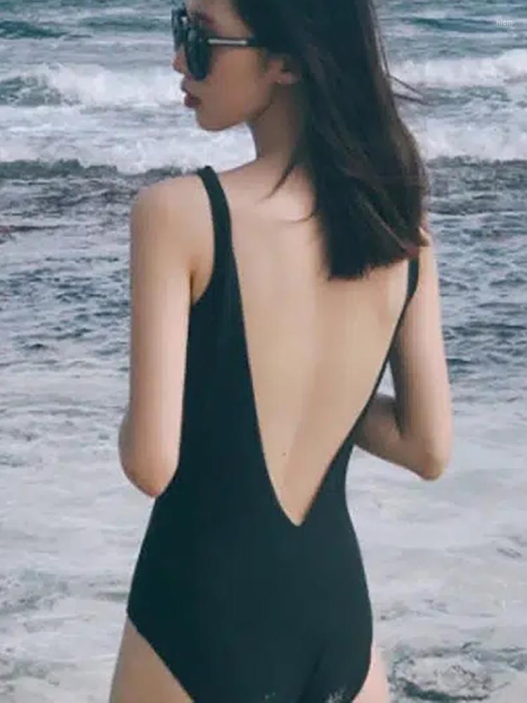

Women' Swimwear Black Design Sexy Back Triangle V-neck Bikini Swimsuit Woman 2023 One Pieces Female Summer Vacation Outfit