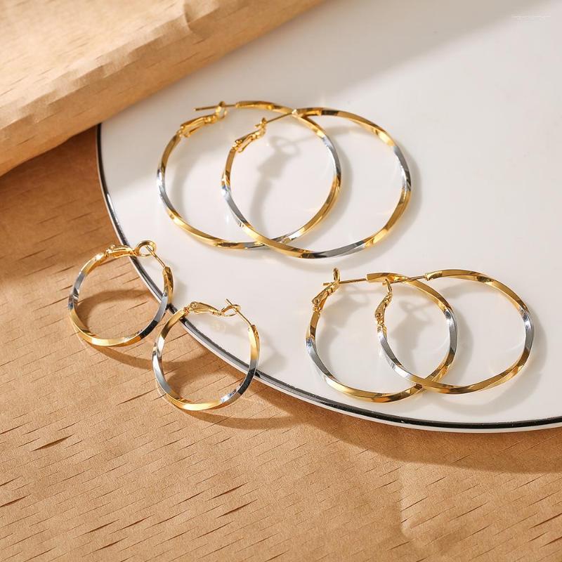 

Hoop Earrings Mafisar Gold/Silver 2 Colors Mix Plated 3 Sizes For Elegant Women Trendy Female Wedding Jewelry Engagement Gift