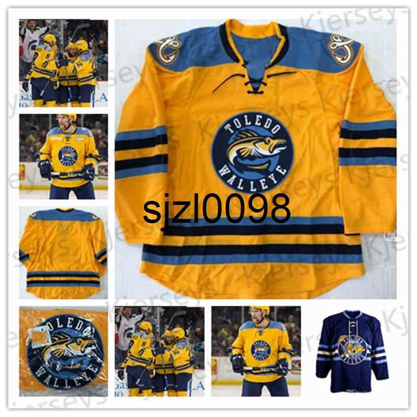 

Sj98 CeoMEN Toledo Walleye Hockey JERSEY 22 Naurato 86 Evan Rankin 30 Pearce 35 Pearce Mens Womens Youth 100% Embroidery Custom any name or number, Blue