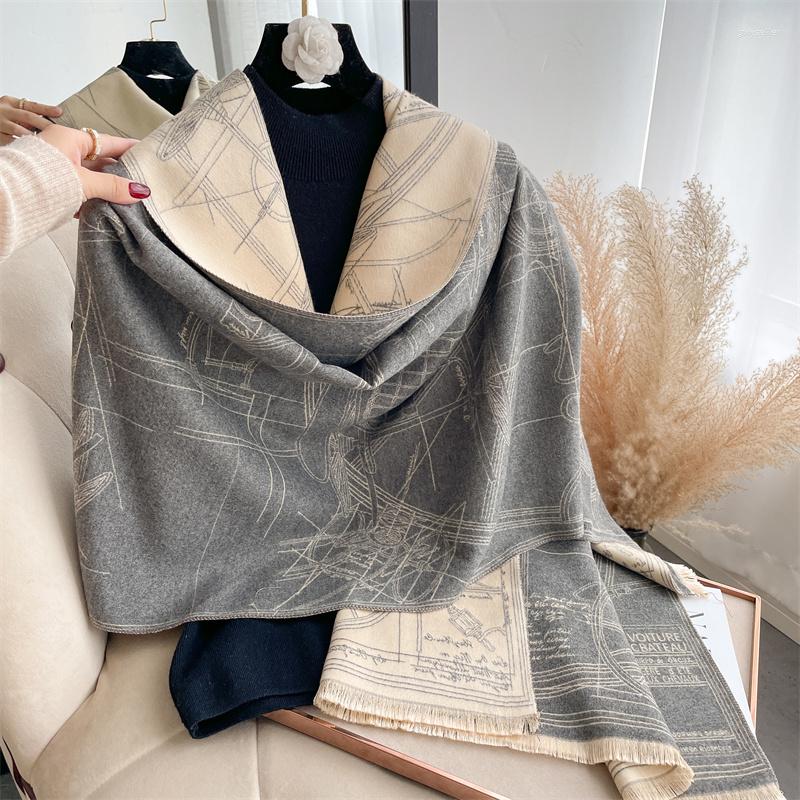 

Scarves Thick Blanket Cashmere Scarf Women Winter Shawl Warm Wraps Pashmina Stoles 2023 Caps Bandana Bufanda Poncho Echarpe
