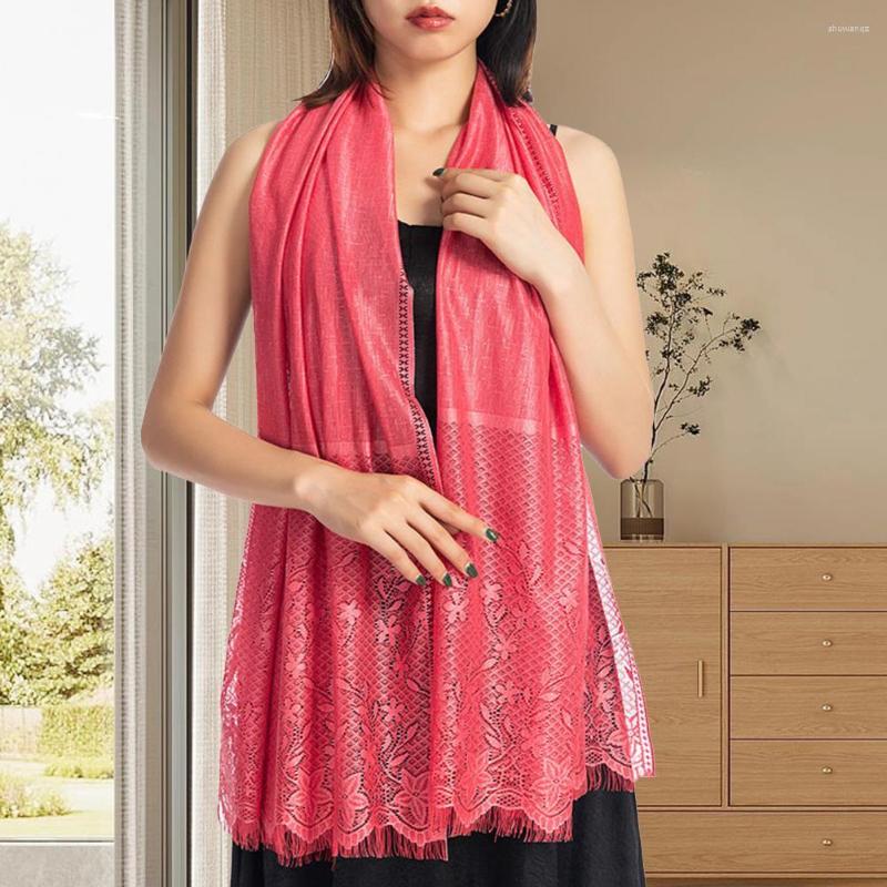 

Scarves Women Scarf Soft All Match Skin-touch Elegant Multipurpose Everyday Wearing Polyester Lace Small Tassel Shawl Accessories