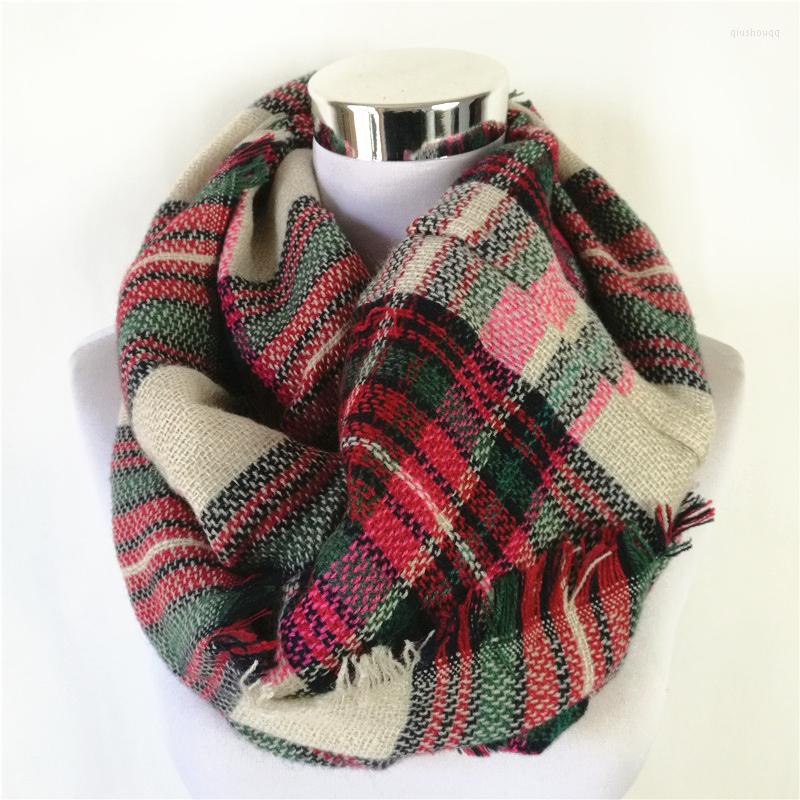 

Scarves Fashion Plaid Blanket Scarf Neck Warmer Acrylic Loop Winter Snood Tartan Women Infinity
