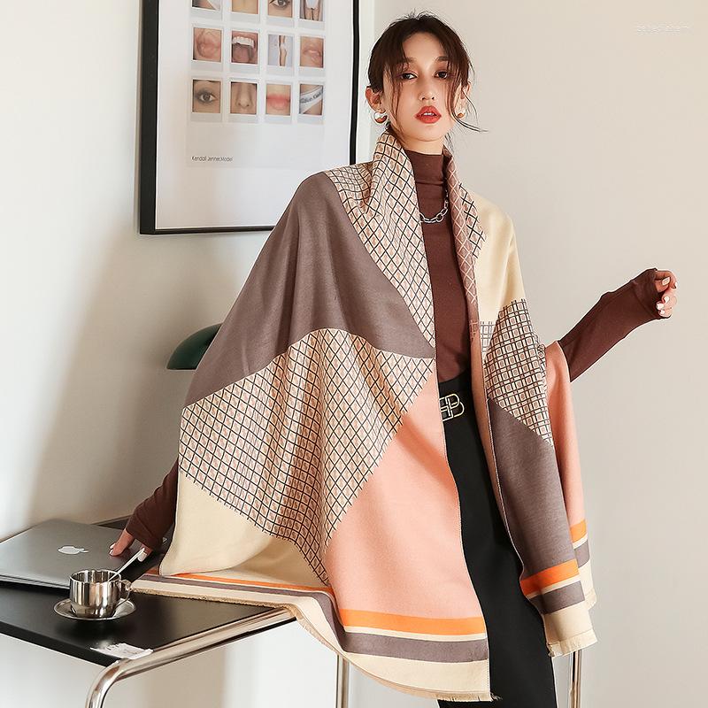 

Scarves 65 180Cm Cashmere Blend Pashmina Female Tassel Shawls Wraps Thick Warm Design Print Bufanda Blanket Muffler