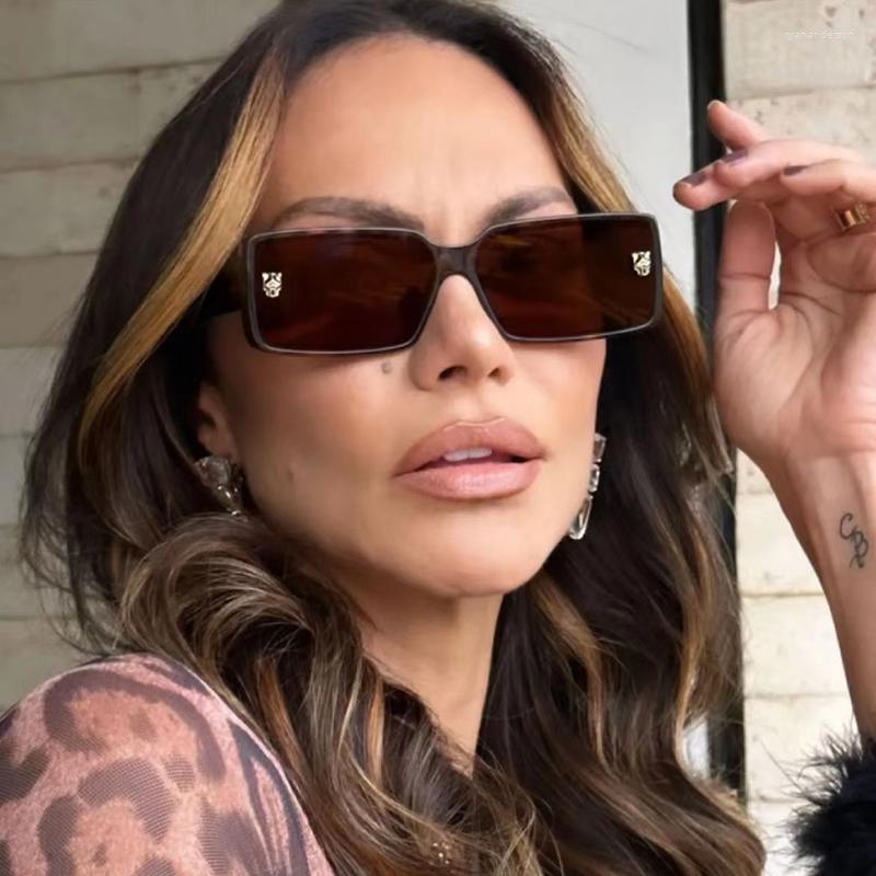 

Sunglasses Small Frame Rectangle Women For Men 2023 Trendy Designer Rivet Sun Glasses Fashion Vintage Punk Shades