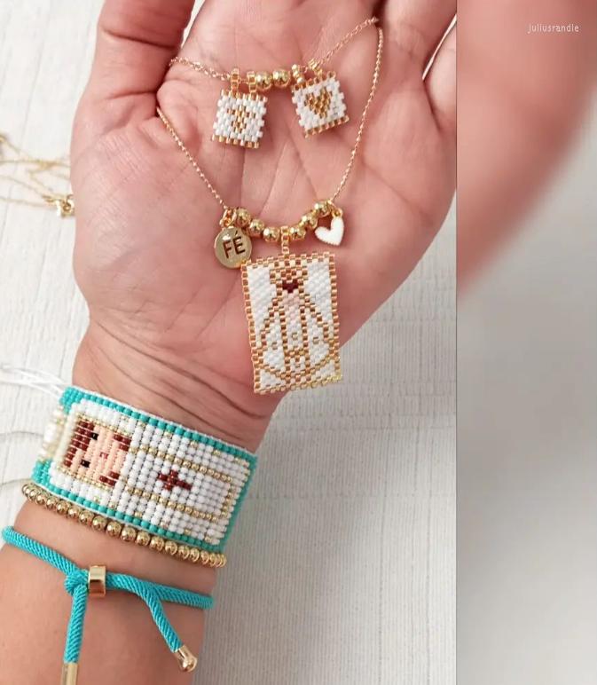 

Pendant Necklaces Handmade Fashion Miyuki Delica Beaded Virgin Mary Necklace For Women