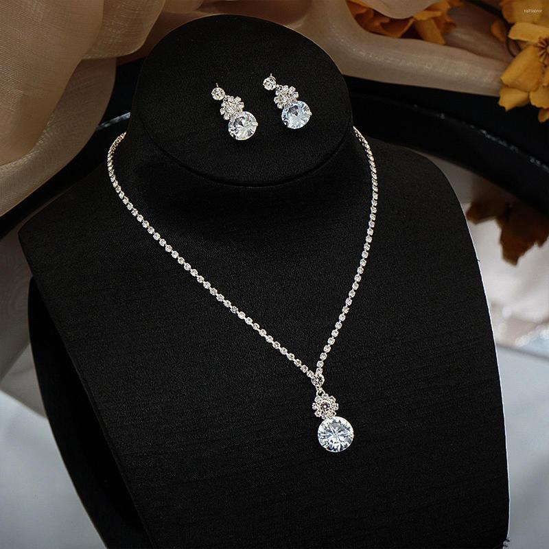 

Necklace Earrings Set Bride Wedding Korean Version Temperament For Valentine's Day Christmas Gift D88, Picture shown