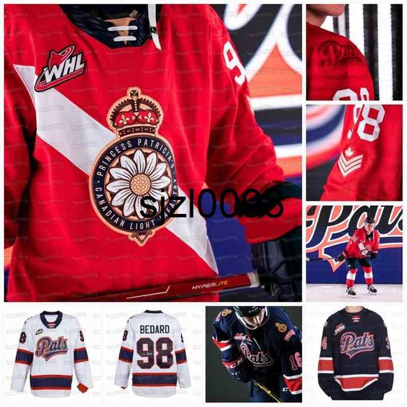 

Sj98 2021 WHL Regina Pats Hockey Jersey Connor Bedard Carter Massier Zack Smith Cole Carrier Carter Chorney Sloan Stanick Colby Wotton Jakob, Navy youth s-xl