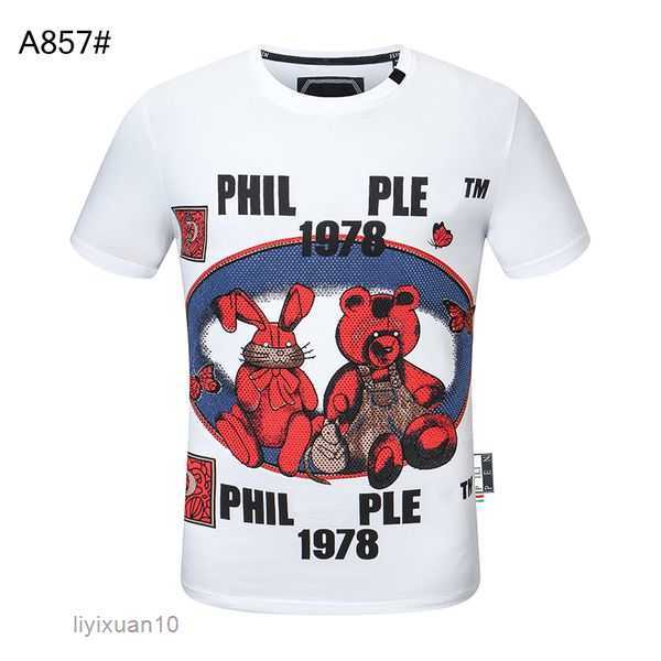 

Phillip Plain Tees Men's T-shirt Summer Fashion Designer Long Sleeve Top Luxury Letter Cotton Clothing Short High Quality 16 WTGT, 2 #
