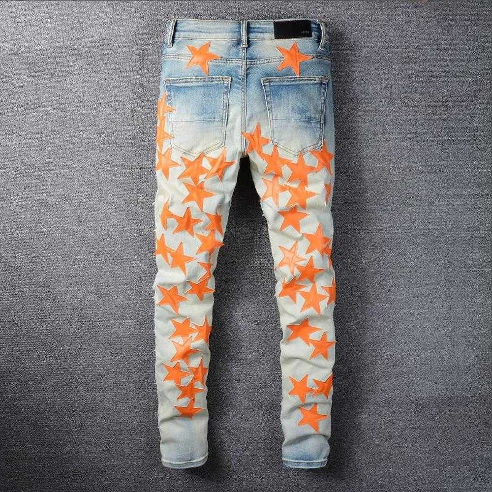

Mens Designer Jeans Star High Elastics Distressed Ripped Slim Fit Motorcycle Biker Denim for Men s Fashion Black Pants#031