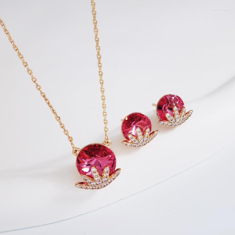 

Necklace Earrings Set Women's And Necklaces Made With Crystals From Austria For Ladies Party Trendy Round Shape Jewellery Bijoux, Picture shown