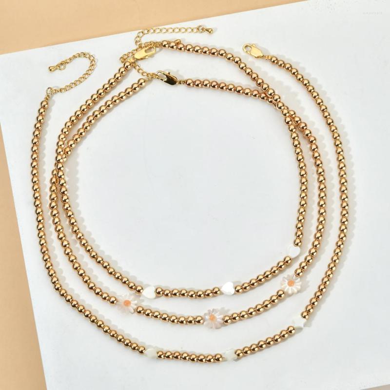 

Choker ZMZY Boho Shell Beads Daisy Chain Necklace For Women Vintage Spring Heart Flower Fashion Necklaces Handmade Gifts