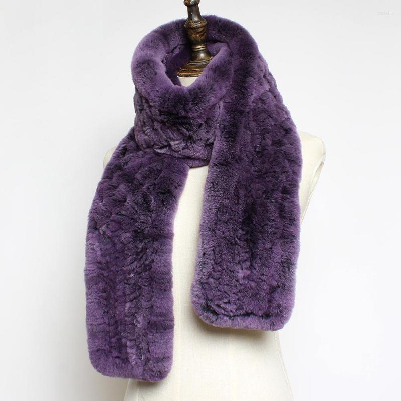 

Scarves Lady Winter Warm Real Rex Fur Scarf Natural Hand-Knit Shawl Good Quality Authentic Mufflers