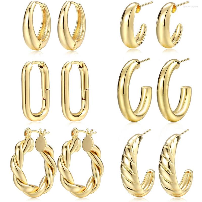 

Hoop Earrings KMOKN Gold For Women 14K Plated Lightweight Hypoallergenic Chunky Open Hoops Gift