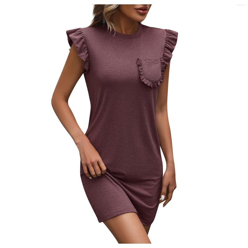 

Party Dresses Summer Robe For Women 2023 Skirt Retro Pocket Round Neck Beachwear Solid Color Boho Slim Dress Elegant Sleeves Maxi, Khaki
