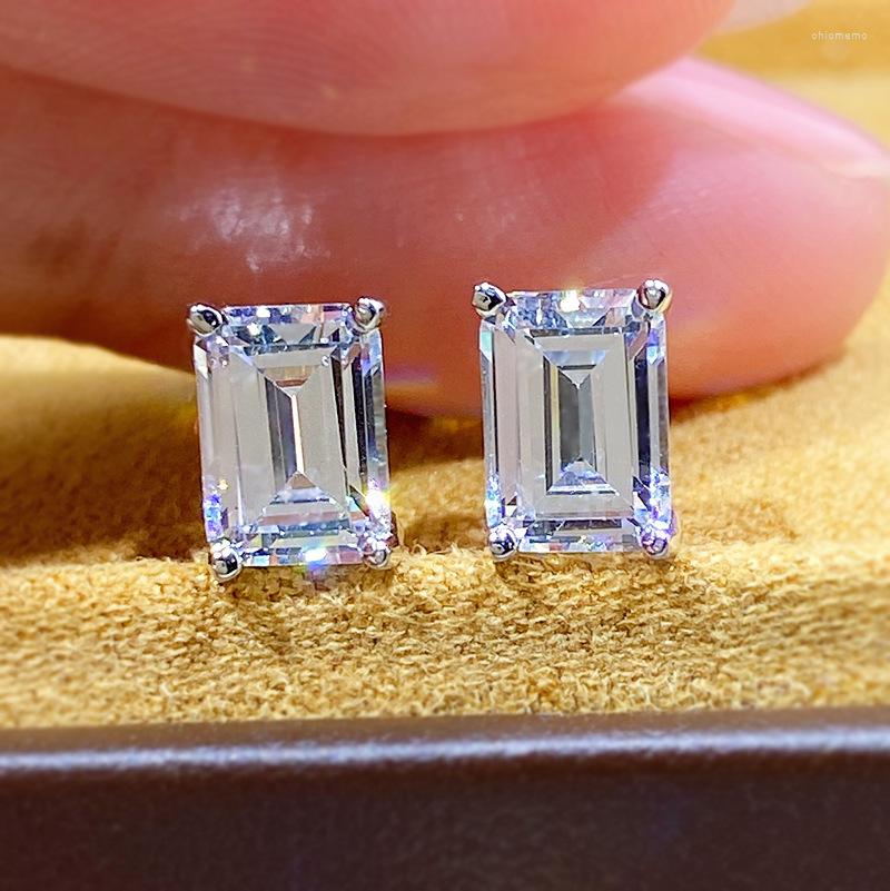 

Stud Earrings Classics 925 Sterling Silver Emerald Cut 5 7mm High Carbon Diamonds Ear Wedding Party Jewelry