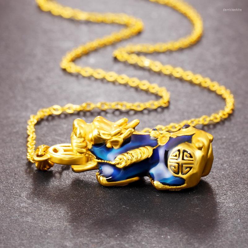 

Pendant Necklaces BOEYCJR Gold Color Pixiu Brave Troops Novel Temperature Change Lucky Energy & Necklace For Men Or Women