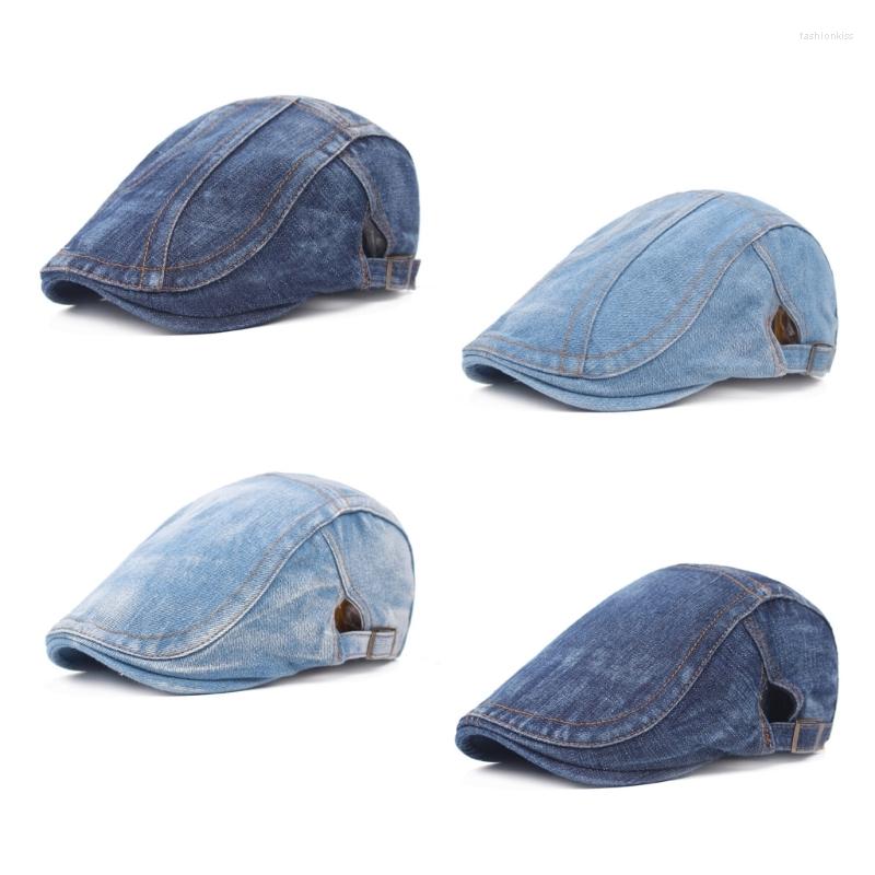

Berets Fashion Washed Denim Hat Men Women Sboy Cap Spring Summer Sunproof Hats Duckbill Flat For DropShip, Denim figure eight d