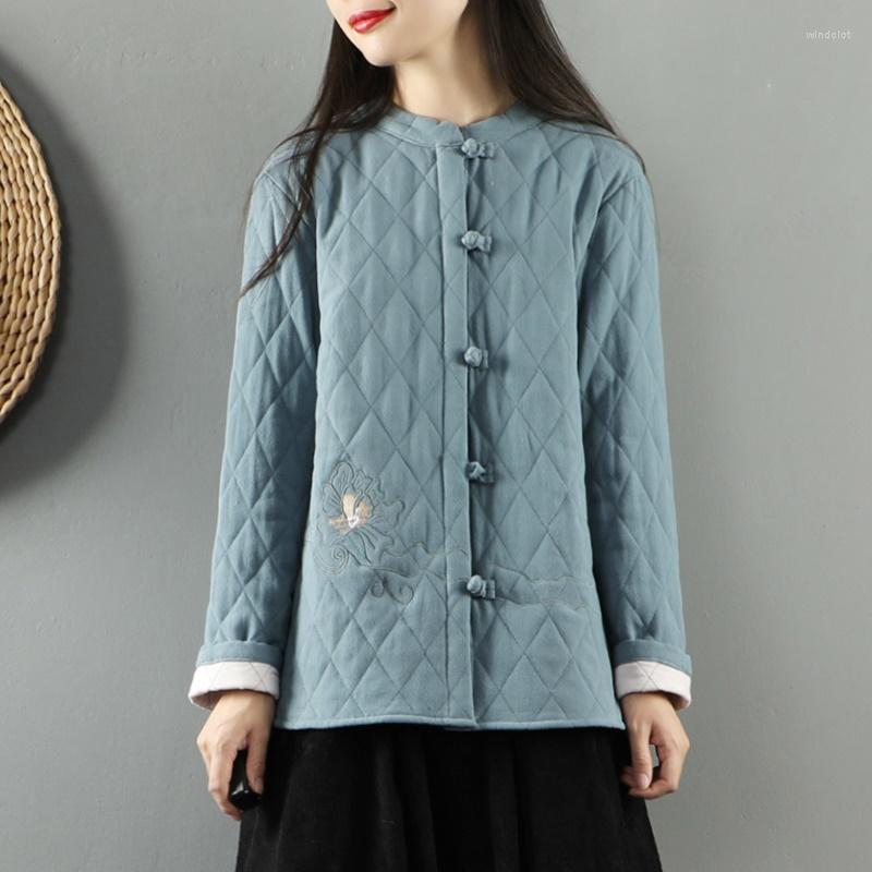 

Ethnic Clothing Cotton Padded Chinese Style Women Winter Coat Tang Suit Vintage Thick Warm Oriental Outwear Ladies Tops 11706