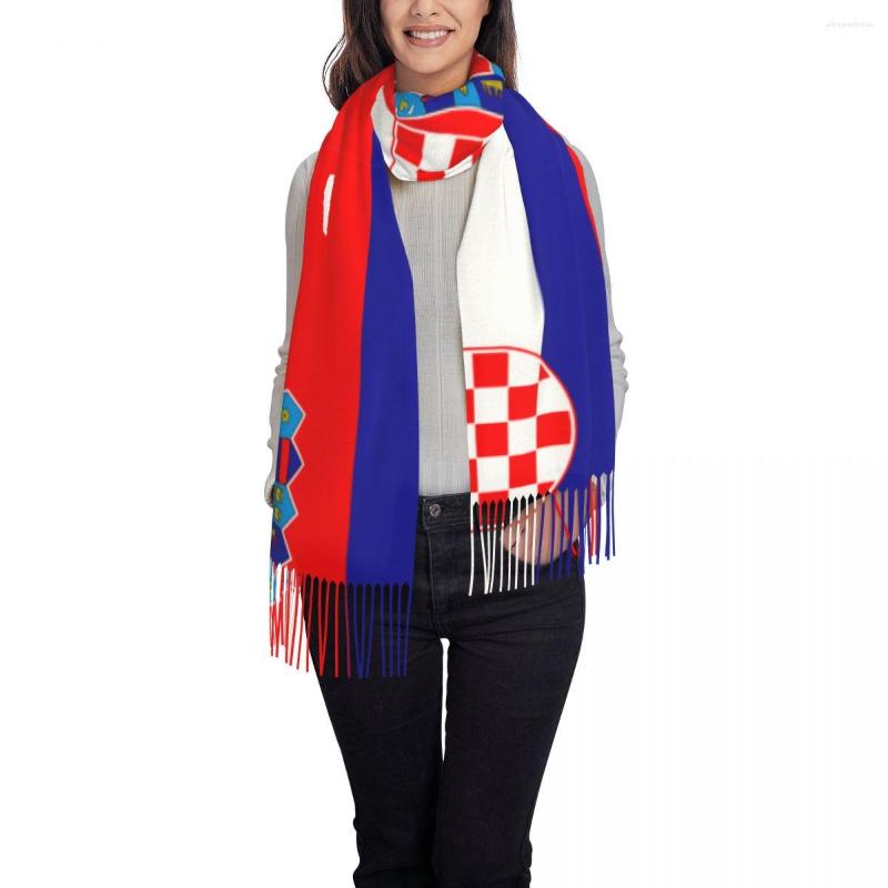 

Scarves Womens Scarf Winter Croatian National Flag Thin Warm Cape Wraps Female Bandana Pashmina Long Tassel