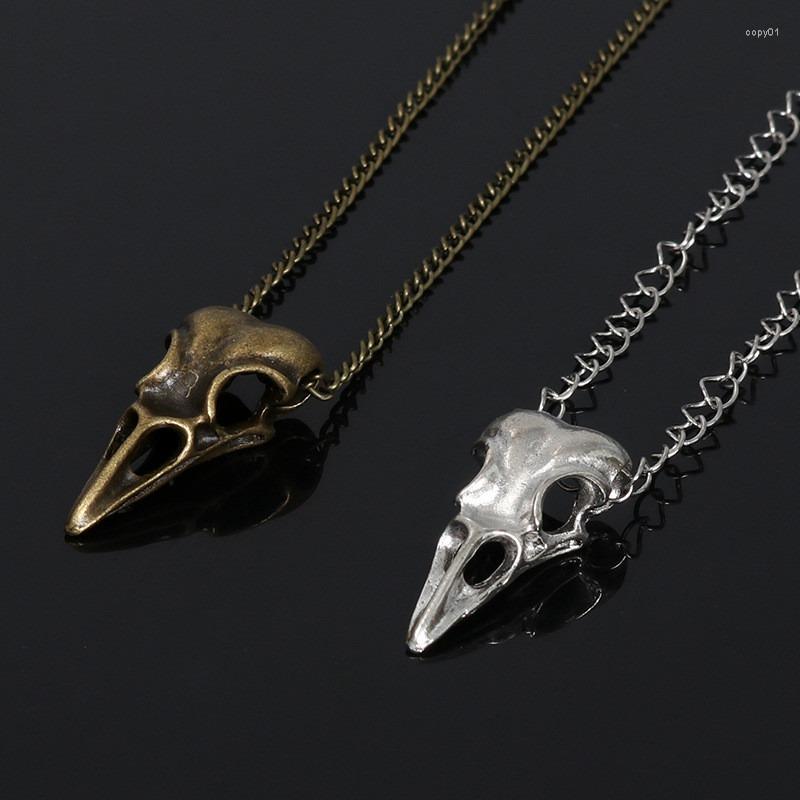 

Pendant Necklaces Punk Raven Skull Necklace Alloy Crow Silver Color Bronze Gothic For Men Jewerly Gifts