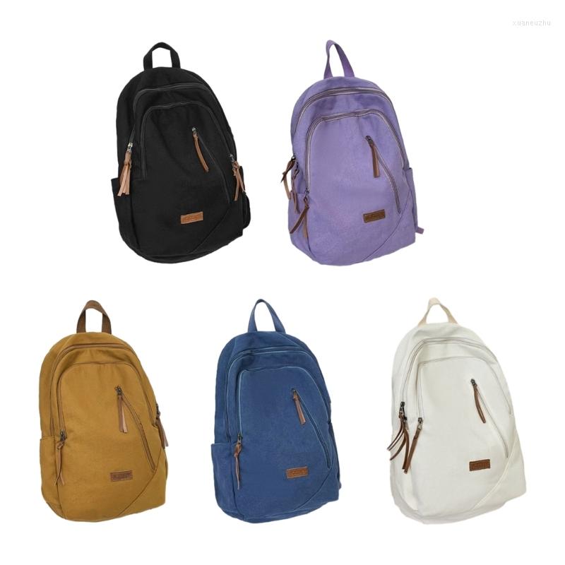 

School Bags 28GD Large Capacity Backpack Canvas College Laptop Bag For Men, Black