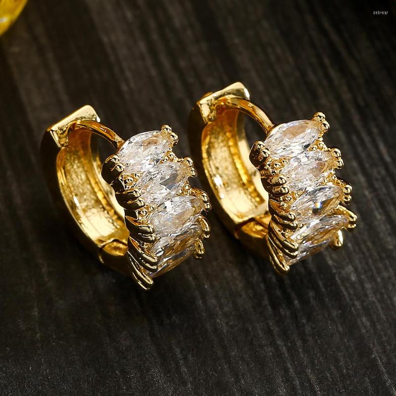 

Hoop Earrings Mafisar Simple Gold Plated White Zircon Geometric Delicate High Quality Fashion Ear Jewelry For Woman Party Gifts