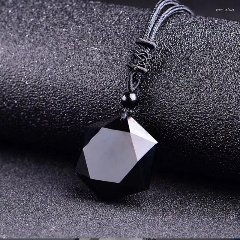 

Pendant Necklaces Black Obsidian Necklace For Women Men Hexagram Shape Stone Quartz Sweater Chain DIY Orgone Crystal Amulet Jewelry