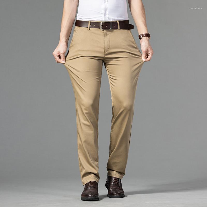 

Men's Pants 3 Colors Classic Spring/Summer Men's Thin Khaki Casual Business Fashion COTTON STRETCH STRAIGHT Male Brand, Black