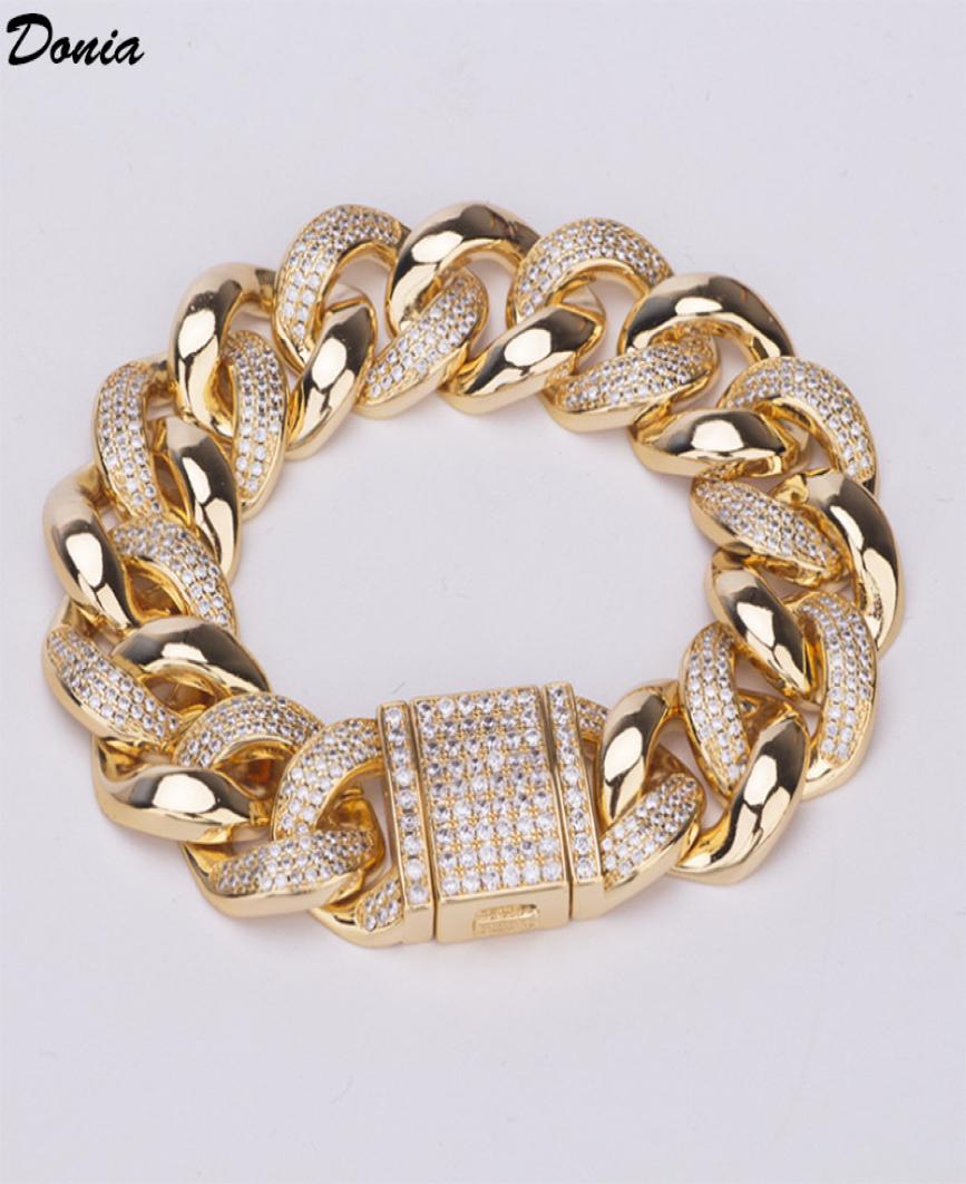 

Donia jewelry fashion European and American copper micro inlaid zircon Cuban Bracelet box buckle men039s hip hop style jewelry 6250701