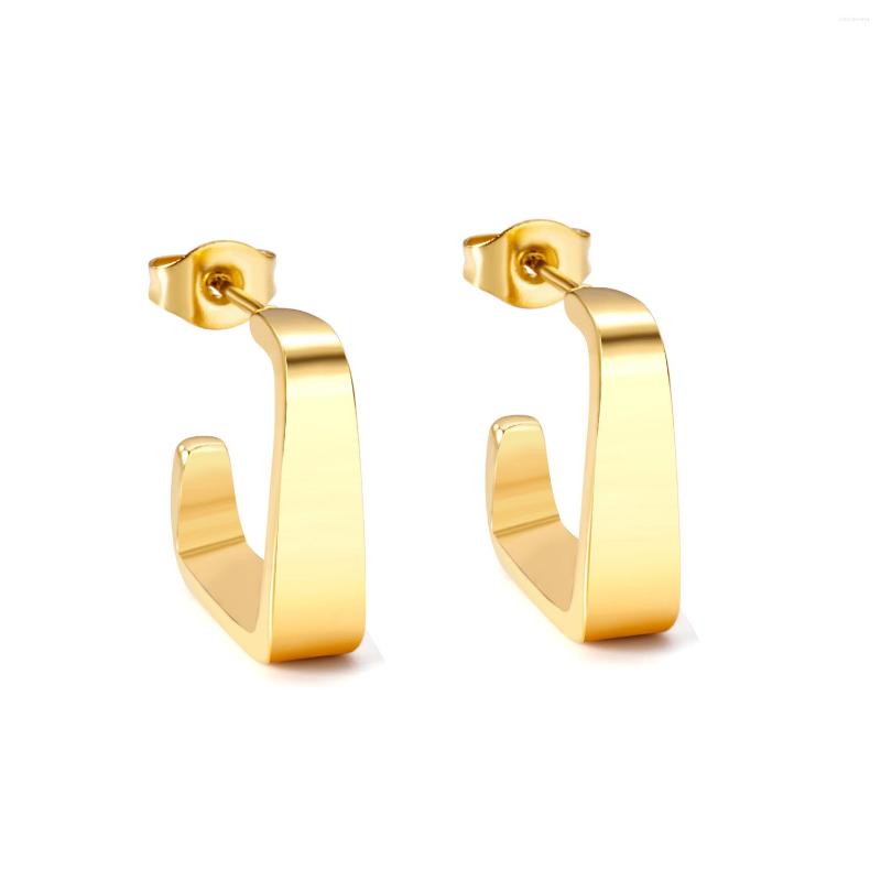 

Hoop Earrings Minimalist Trendy Women Rhombus Square Stud Gold Plated Stainless Steel Geometric Hoops Romantic Jewelry For Gift